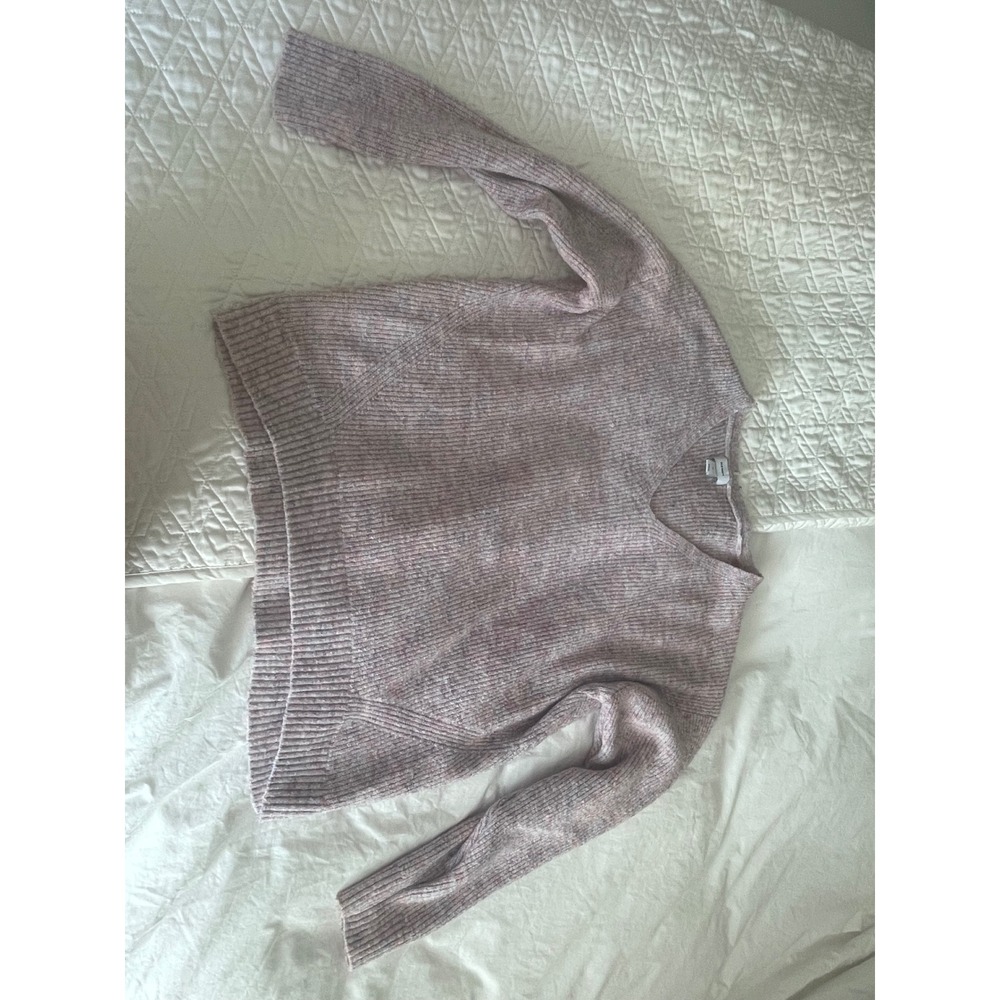 Old Navy V-Neck Sweater Marled Pastel Pink Knit Pullover Cozy Soft Girl Size XL